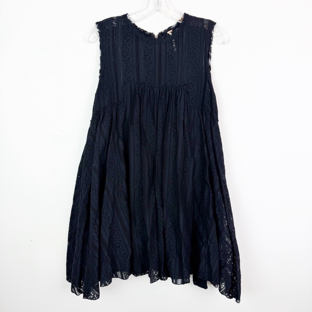 Free People Tu Es La Lace Babydoll Mini Dress in Black Size M - Picture 4 of 16